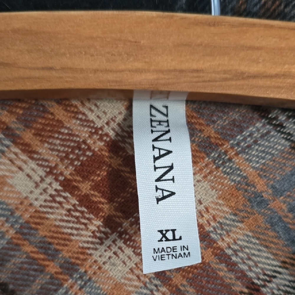 Zenana Outfitters Plaid Shirt in Black and Brown - Picture 2 of 9